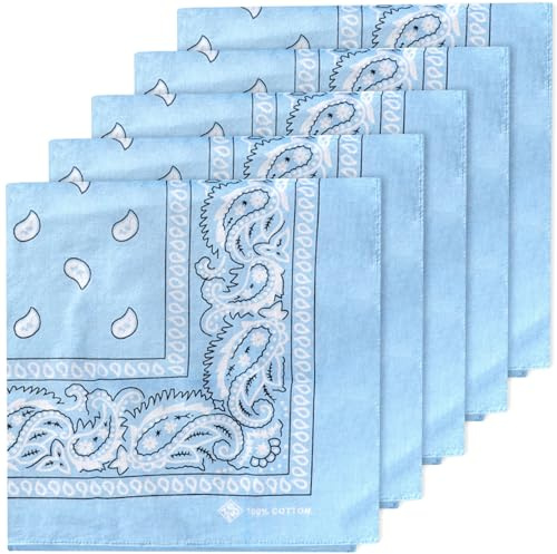 ZENO Bandana 5er Pack reine Baumwolle Halstuch für Herren und Damen
