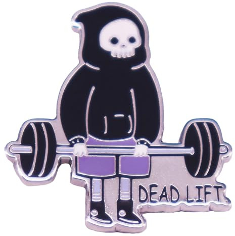 Humorvolle Totenkopf-Brosche für Totenheben, Emaille, zum Gewichtheben, Totenkopf-Anstecknadel für Sporttaschen und Jacken, witziges Cartoon-Sport-Fitness-Geschenk für Damen und Herren, S, Metall