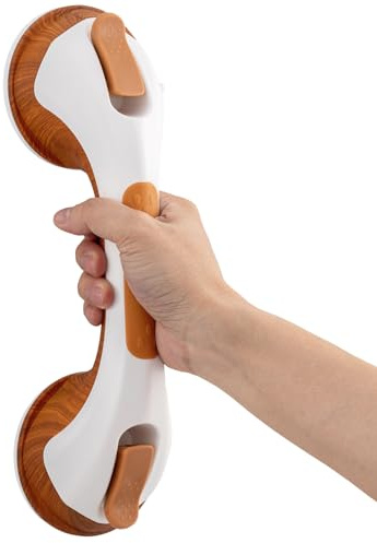 TAILI Suction Grab Rails for Bathroom, 31 CM Suction Handles for Shower, MAX Hold 110 KG Bath Safety Grab Rail for Elderly, Senior, Disabled, Strong Handle, No Drilling, Disability Aids - Woodgrain