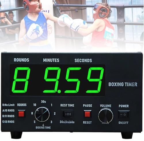 Temporizador de Gimnasio Sports Timeter, Temporizador de Intervalos de Boxeo Profesional, Temporizador de Gimnasia Profesional con Pantalla LED, Cronómetro Multifuncional,Green