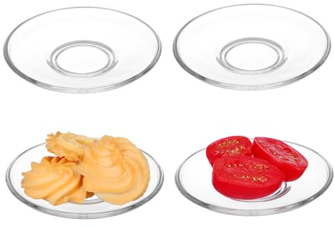 Alipis Lot De 4 Soucoupes À Thé En Verre Transparent Assiettes Rondes 3.54 Pouces Sous-Tasses Pour Café Maison Salon De Thé Hôtel Restaurant Cadeau Pratique