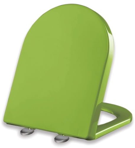 Brigtviee Tavoletta WC con Chiusura Ammortizzata,Sedile WC Colorato,Copriwater Universali Formato Lungo D,Coperchio Water con Funzione Quick-Release, Facile da Pulire,Plastica Copri,Verde