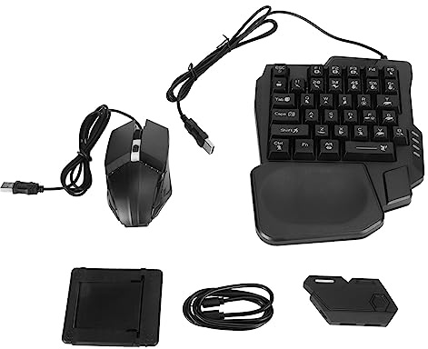 Pack de Combo de Jeux Mobiles 4 en 1, Clavier et Combo de Jeu à Demi-Main, Souris, Convertisseur et Support de Téléphone Réglable, Demi-Clavier pour Les Jeux de Téléphone Mobile