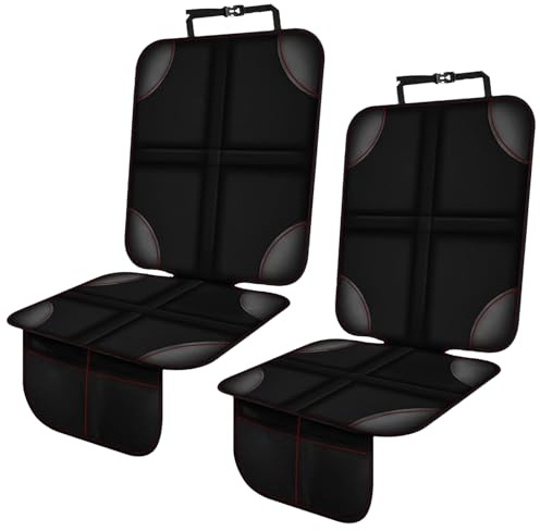 Gicctyble 2 Stück Sitzschoner Auto Kindersitz, Kindersitzunterlage Isofix, rutschfest Wasserabweisender Autositzschoner, Universell Autositzauflage, Sitzauflage Auto (Schwarz-Rot)