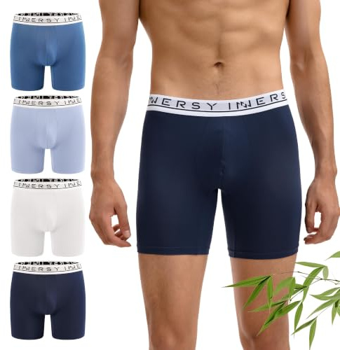 INNERSY Boxershorts herr bambu kalsonger män andas retroshorts sport underkläder 4-pack