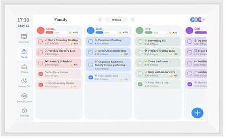 Fockety 15,6 Digitaler Kalender und Chore -Diagramm, 1080p FHD Interactive Touchscreen Smart Family Planer, Schreibtisch- / Wandmontage Elektronischer Kalender für den Familienplan (EU-Stecker