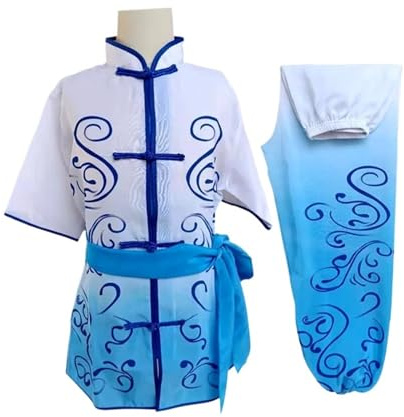 ITRHJTGP Kampsport, outfit, traditionella Wushukläder, Kungfu Tai Chi, kostymer, kampsport, scenframträdande, uniformer, pojkar flickor (blå, 110 cm)