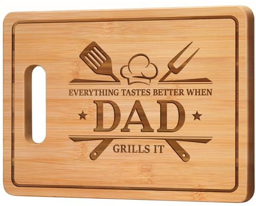 GiftChant Dad Gifts, Engraved Bamboo Cutting Board for Dad, 11x8.5 inch, Best Fathers Day Christmas Birthday Present for Dad, Father Birthday Present from Daughter Son, Cool Present for Daddy