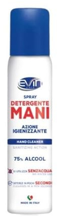 Spray Detergente Mani Igienizzante, 75% Alcool, Senza Acqua