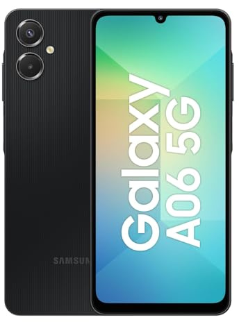 Samsung Galaxy A06 5G | 128GB, 2025 | IP54 Splash Resistant, 6.7 90Hz Display, Android 15, International Model Factory Unlocked for Global, T-Mobile, Metro | 20W Fast Charger Bundle, Black
