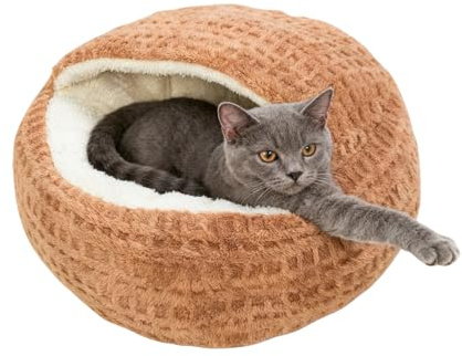 Humkopnl Katzenbett mit Kapuze – kleines, halbgeschlossenes rutschfestes Hundenest | -Bett zur Beruhigung von Katzen | Katzenhöhle mit Kapuze | für Zuhause, Schlafsaal, Wohnung, Schlafzimmer