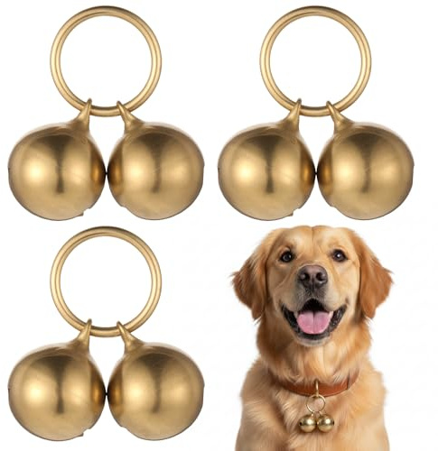 TIESOME 6 Stück Laute Glocken für Hundehalsband, Messing, 1, Vintage | Messing für Haustiere Trainieren, Langlebig Korrosionsbeständig lauter klarer Klang für Heimtürdekoration, 7 cm Durchmesser