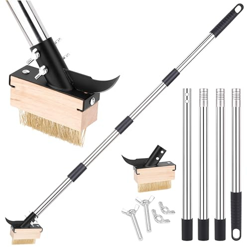 Zenselect 160 cm ogräsborttagare, 2-i-1 fogskrapa ogräs med stålborste och skrapa, fogborste med handtag, fogborste, trädgård för att ta bort mossa på plattfogar och väggkanter