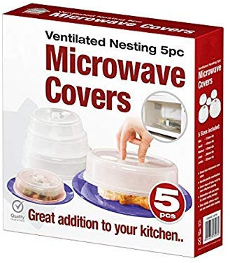 5 Pack Microwave Plate Covers with Steam Vents – Nesting Food Covers, Splatter Guard Lids, Dishwasher Safe Plastic Set – Dependable Industries Inc. Essentials