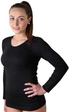 Set da 3 Maglie Donna Manica Lunga Cotone Caldo, Maglietta Intima Termica