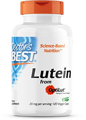 Doctor's Best, Lutéine, avec Optilut, 10 mg, 120 Capsules végétaliennes, Caroténoïde, Zéaxanthine, Testé en Laboratoire, Haute Dose, Sans Soja, Sans Gluten