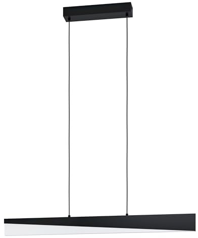 EGLO LED Pendelleuchte Isidro, Hängelampe dimmbar | Hängeleuchte aus Metall in Schwarz, Kunststoff in Satiniert, Esszimmerlampe hängend, Wohnzimmerlampe warmweiß, 80 cm