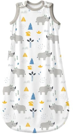 Mosebears Baby Sovsäck Sommar söt Djur Tecknad Tvättbar filt 1,0 Tog för Flickor och Pojkar Bärbar filt ärmlös Sovsäck (Noshörning, XL(18-24 månader))