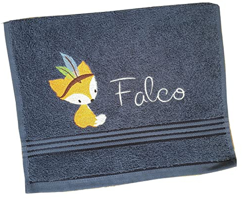 Handtuch, bestickt mit Name, kleiner Boho Fuchs, babyhandtuch, geschenk zur geburt, kinderhandtuch, gästehandtuch, kinder, baby, jungen, mädchen