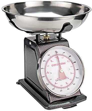Casa&Casa Mechanical Kitchen Scales, Professional Food Weighing Scale with Traditional Analog Display, Weight kg and lb for Meal Prep, Cooking & Baking, Precise Graduation 1g, Grey