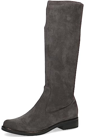CAPRICE Damen Hohe Stiefel ohne Absatz Kniehoch Vegan, Grau (Dk Grey Str.), 40 EU