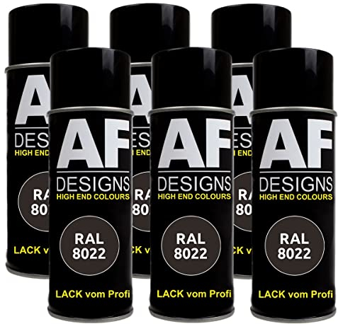 Alex Flittner Designs Lackspray RAL 8022 SCHWARZBRAUN matt 6x 400ml Spraydose Buntlack Autolack