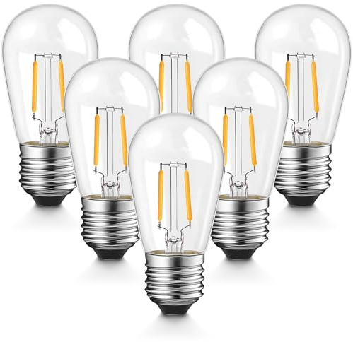 S14 E27 Led Warmweiss Lampen, ST45 1W LED-Glühbirne Ersetzt 10 Watt 15 Watt, Vintage 230V LED Leuchtmittel für Kronleuchter, Nachtischlampe, 2700K Birnen Filamentstil, nicht dimmbar, 6 Stück
