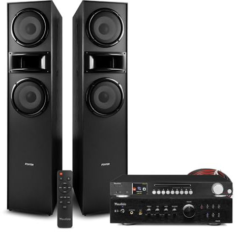 Fenton SHF700B Floor Standing HiFi Speakers & Tower Stereo System with DAB+, Internet Radio, CD Player, Bluetooth Amplifier – Home Audio Entertainment Speakers (Black)