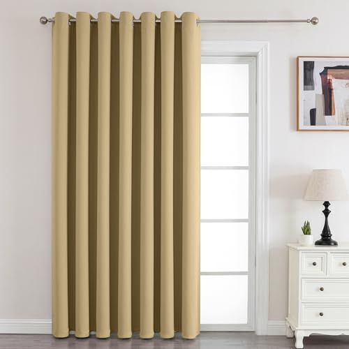 Joydeco Verdunklungsvorhänge 1 Stück,Türvorhang Blickdichte Türgardine,Tür Vorhang mit Ösen Thermo Kälteschutz Hitzeschutz Schallschutz für Schlafzimmer Wohnzimmer（Beige,1xH180xB140）