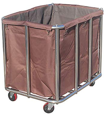 Bewegliche Wagen, Haushalts-Servierwagen, Hotel-Wäschesortierwagen mit Taschen, Reinigungswagen, Recycling-Servicewagen auf leisen rollenden Rädern/Braun/91 * 65 * 81 cm