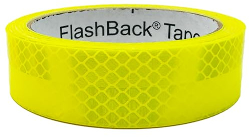 FlashBack Prismatic Self-adhesive Reflective Tape Vinyl Waterproof Tape 25mm x 2.5 Metres (Hi Vis Yellow)