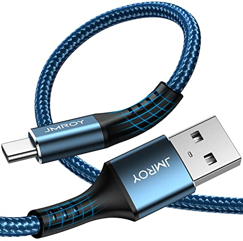 JMROY USB C Cable 2M, Type C Cable Fast Charging Cable Lead 2M USB A to USB C Cable for Samsung Galaxy S21 S20 S22 S10 S9 S8 A12 A13 A20e A21s A32 A40 A50 A53 A52 A51 A70 A71 A72 A02s-Blue