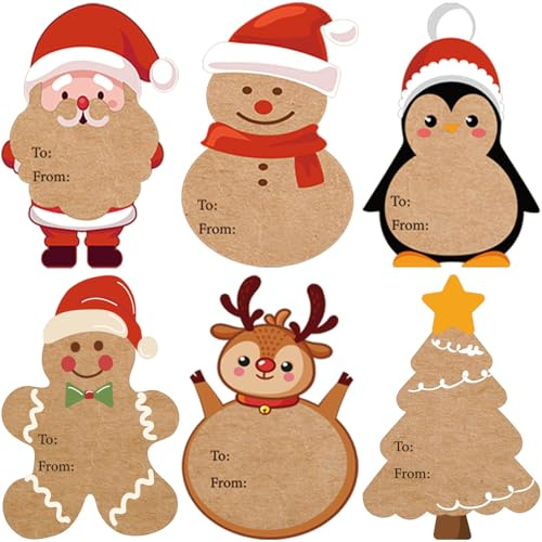 KEYBOO 2 x 3 Inch Kraft Christmas Labels Stickers, Gift Tags for Christmas Presents, Christmas Labels Stickers for Gift, Christmas Name Tags Sticker for Gifts Boxes Wrapping Paper(120 PCS)