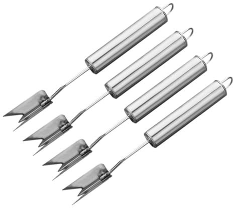 Warmhm 4pièces Coupe-Ananas Acier Inoxydable v Forme Éplucheur Et Évideur Yeux Ananas avec Manche INOX Ergonomique pour Cuisine Et Plein Air