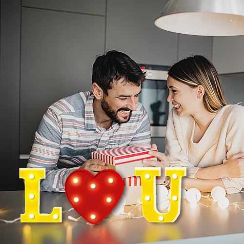 Lettres lumineuses « I Love U » pour chapiteau – Lettres et chiffres à DEL pour décoration d'anniversaire, maison, Saint-Valentin, demande en mariage