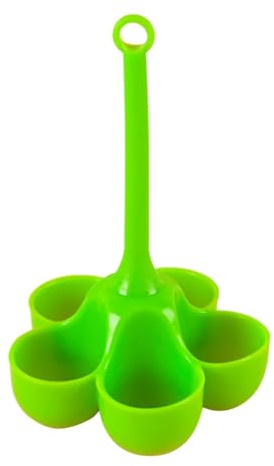 Jooehyer Cocedor de Huevos de Silicona de 5 Orificios, Bandeja para Huevos Vapor Resistente una Altas Temperaturas, Herramientas Alimentos Complementarios Calidad Alimentaria, Verde