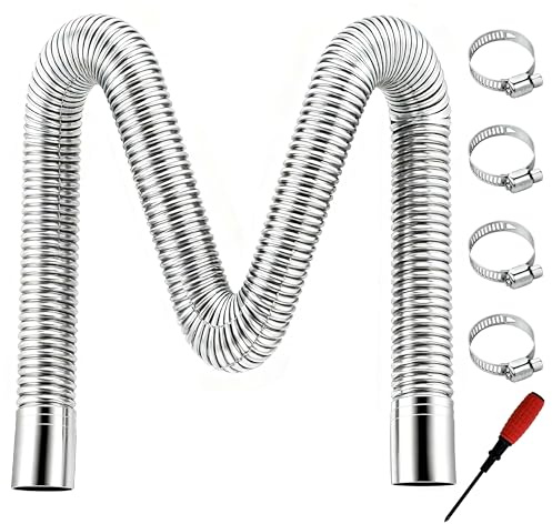200cm Abgasschlauch 25mm, Abgasrohr für Stromerzeuger & Dieselheizungen, Auto Edelstahl Abgasrohr inklusive 4 Edelstahlklammern & praktischem Montagewerkzeug, ideal für Kraftstofftank und Autoheizung