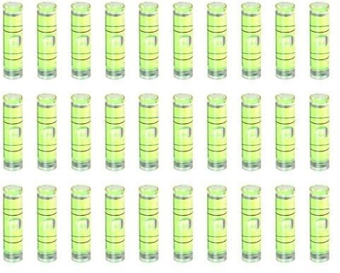 sourcing map Lot de 30 petites fioles cylindriques de niveau à bulle en PMMA 24 x 6 mm - Mini niveau à bulle horizontal - Outils de mesure pour camping-car, TV, cadre photo - Outil de mise en niveau