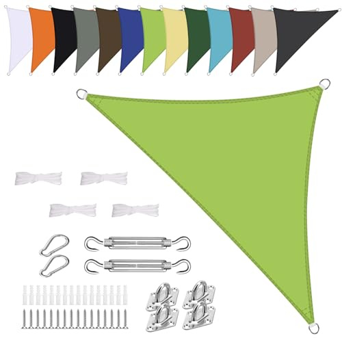 Vela ombreggiante Triangolare 4.2x4.2x6m Impermeabile Tenda a Vela Parasole Protezione Solare Anti UV per Giardino Esterno Terrazza-Verde 2