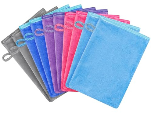 10 Stück Microfaser Waschlappen Gesicht Waschhandschuh Körper Saugstark Weich Korallensamt 15x21cm Wiederverwendbar Make-Up-Entferner Handschuhe Weicher Kinderwaschlappen für Bad Gesichtsreinigung