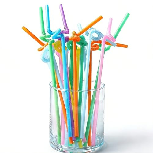 100 Stück Satiskid Bunte Biegbare Strohhalme, 0.6cm Durchmesser & Ausziehbar, Wiederverwendbare Farbige Trinkhalme für Partys, Hochzeit & Täglichen Geburt (Farbmischung)