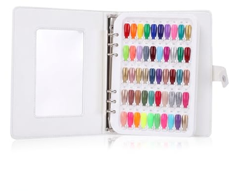 Nail Colour Display Book with 150 Clear Nail Tips, Premium Nail Polish Swatch Book for Salon & Professionals, Adjustable Nail Color Chart Board, Portable Gel Polish Sample Organiser with Number Sticke