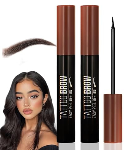 2 Stück Peel off Eyebrow,Brow Gel Tint,Augenbrauenfarbe Gel,Wasserfest Augenbrauen ColourGel,Lang Anhaltender Transferproof Eyebrow Gel,Wasserfest & Farbbeständig,Hochpigmentiert(Schwarz)