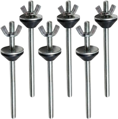 Toilet Seat Fittings, Toilet Seat Fixing Kit for Wobbly Seats, 6 Sets of Toilet Seat Hinges and Fixings, M6x70mm Bolts with Rubber Washers, Durable Steel Construction for Bathroom Maintenance