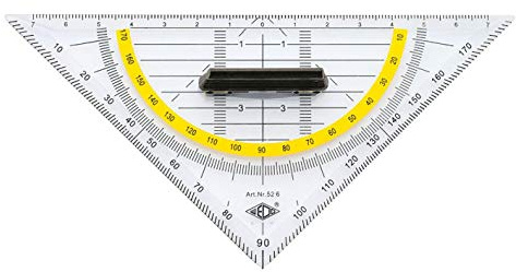 Wedo Geometrie Dreieck 16 cm, Hypotenuse, Facetten, Tuschenoppen, transparent (mit abnehmbarem Griff)