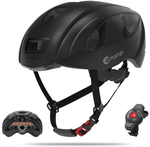 Smart4u SH55M Smart Bluetooth Bike Helmet with Speakers & Built-in Microphone, Bike Helmet with Smart Turn Signals, Fall Detection, CE CPSC Certified, Helmet with Rear Light,Adult, Men's, Women's