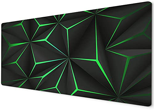 Large Mouse Pad | Mouse Pad Large | XXL Mouse Pad | Mouse Mats | Mousepad Gaming XXL | Gaming Mouse Mat Large | Mouse Mats for Computers | 900 x 400 Mouse Mat | Geometric Black Neon Green