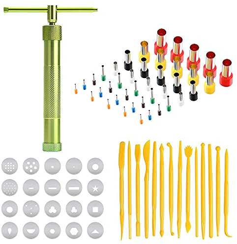 Allazone 56 st lera extruder pistol extruder sockerpasta 20 st extruderingsskivor polymerlera skärare gör-det-själv verktyg för modelleringsverktyg