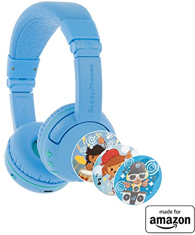 All-New, Made for Amazon BuddyPhones PlayTime Volume-limiting Bluetooth Child Headphones Age (3-7), Blue Drop