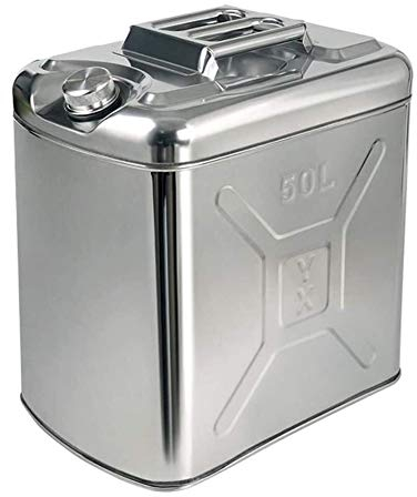 Bidón de gasolina de Metálico Recipientes gasoli Tanque de combustible de acero inoxidable 304 de 50 l/60 l, lata de gasolina espesa, lata de gasolina de respaldo de emergencia, con manguera, for moto